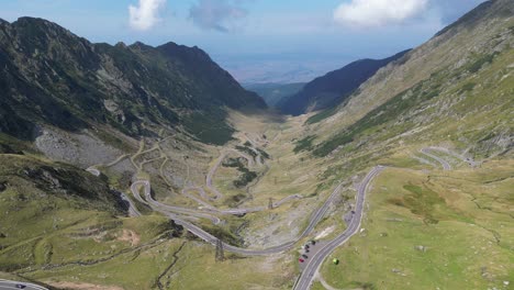 transfagarasan mountain road in the carpathians, transylvania, romania, europe - aerial 4k