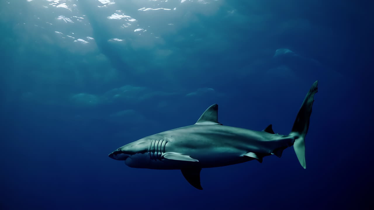Shark in the Deep Blue Ocean