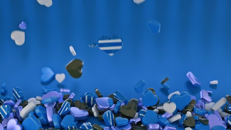 Falling Hearts in Various Colors
