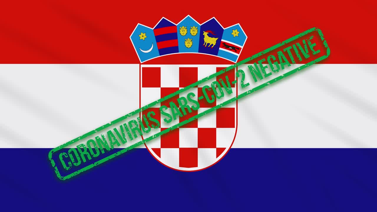 코로나 바이러스로부터의 자유의 녹색 스프를 가진 크로아티아의 흔들리는 발, 루프