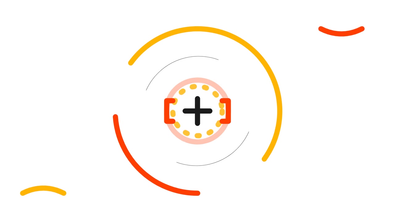 Abstract Motion Graphic with Expanding Circular Lines and Plus Symbol