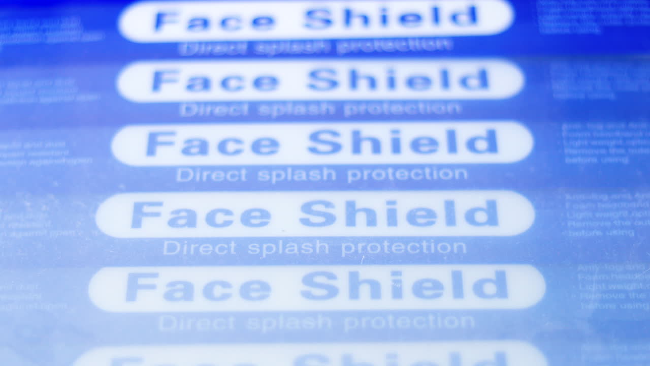 Closeup of face shield stacked together