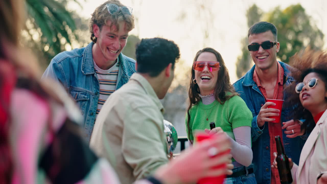 Group of friends enjoying a party outdoors