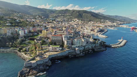 aerial view of corsica, france city on water