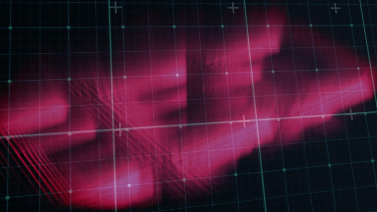 Animation of digital data processing over grid background