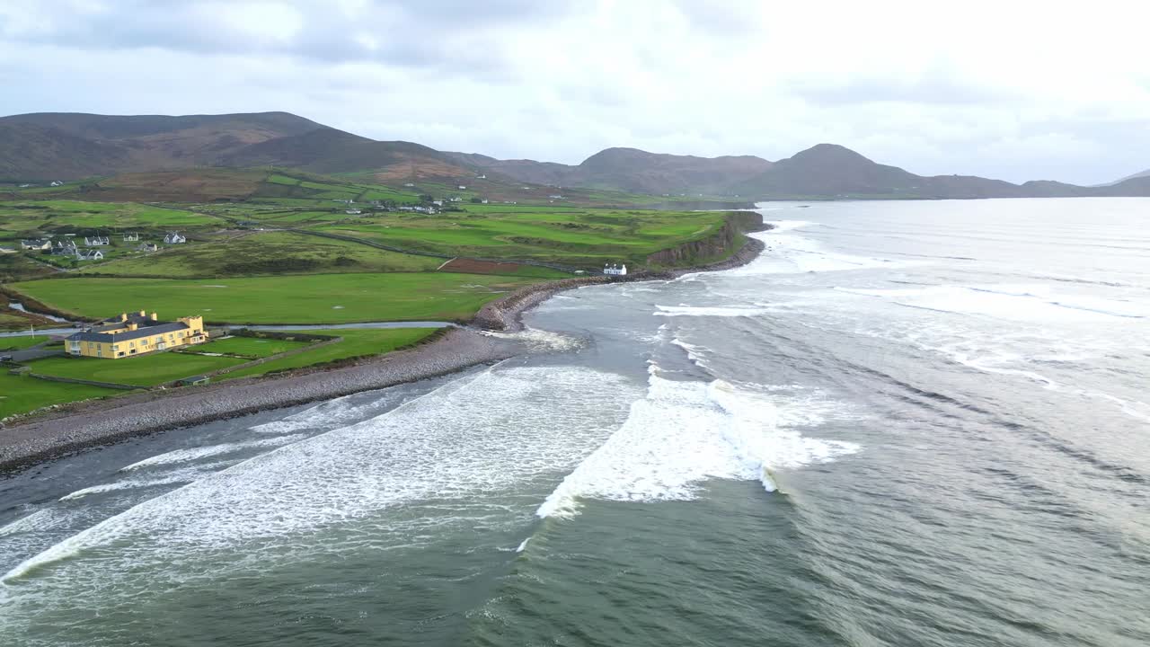 Georgian Manor Architecture Of Waterville House In Waterville, County Kerry In Ireland. Aerial Drone Shot