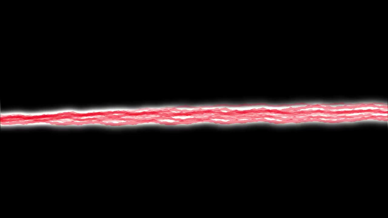 Rayo de energía de plasma rojo fluyendo horizontalmente sobre fondo negro en un bucle de animación 3D sin interrupciones