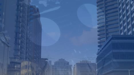 animación de estadísticas y procesamiento de datos sobre el paisaje urbano