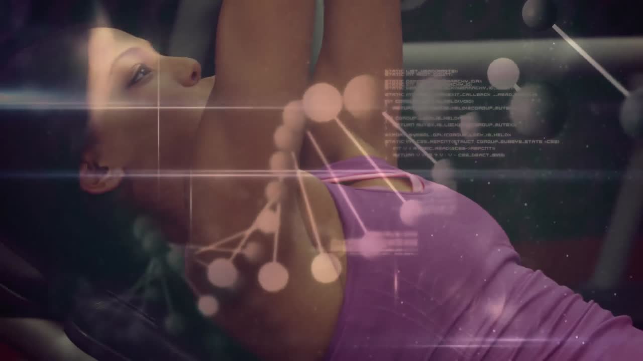 Moving 3D DNA with woman working out