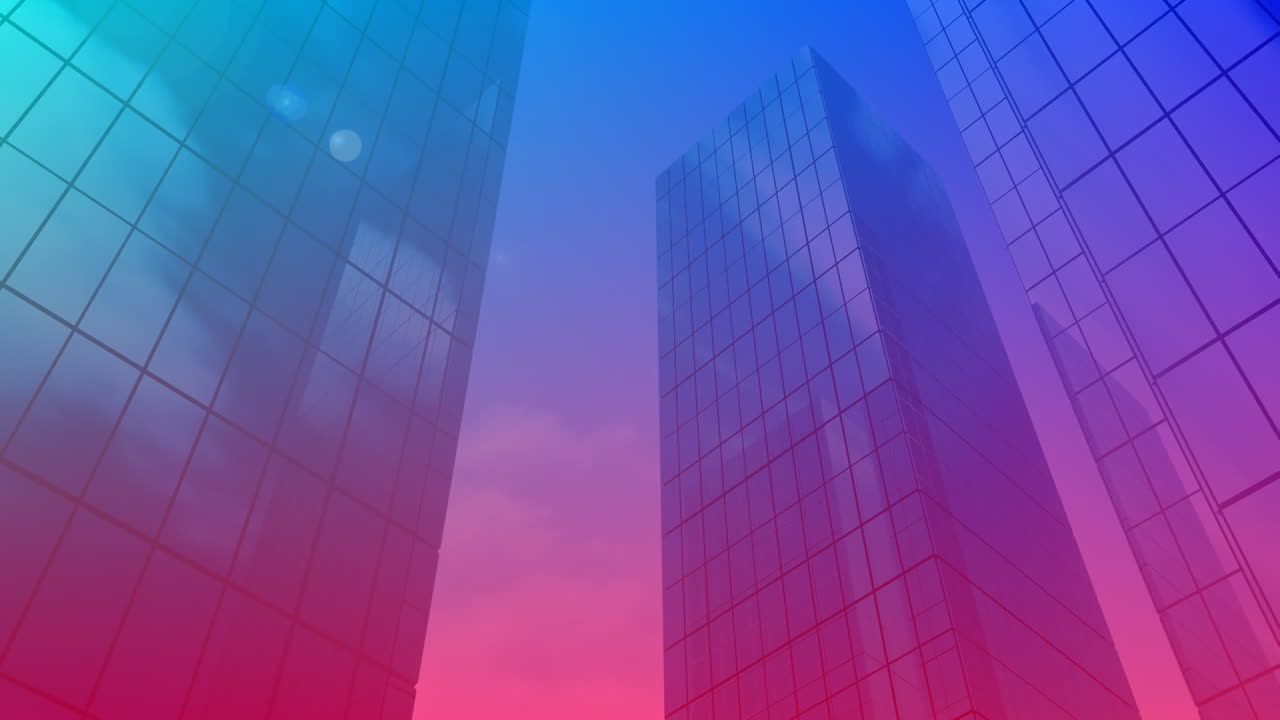 edificios con gradiente azul y violeta