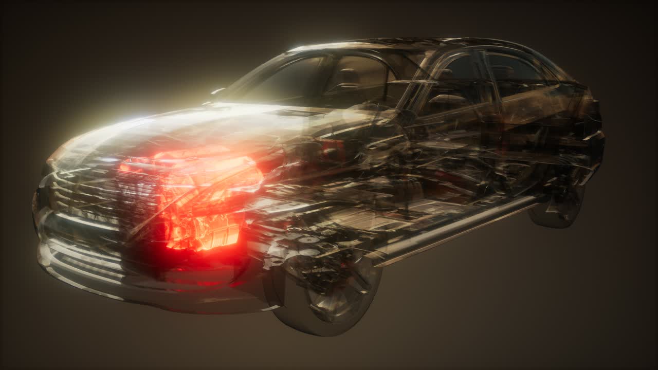 자동차 엔진이 자동차에서 보입니다.