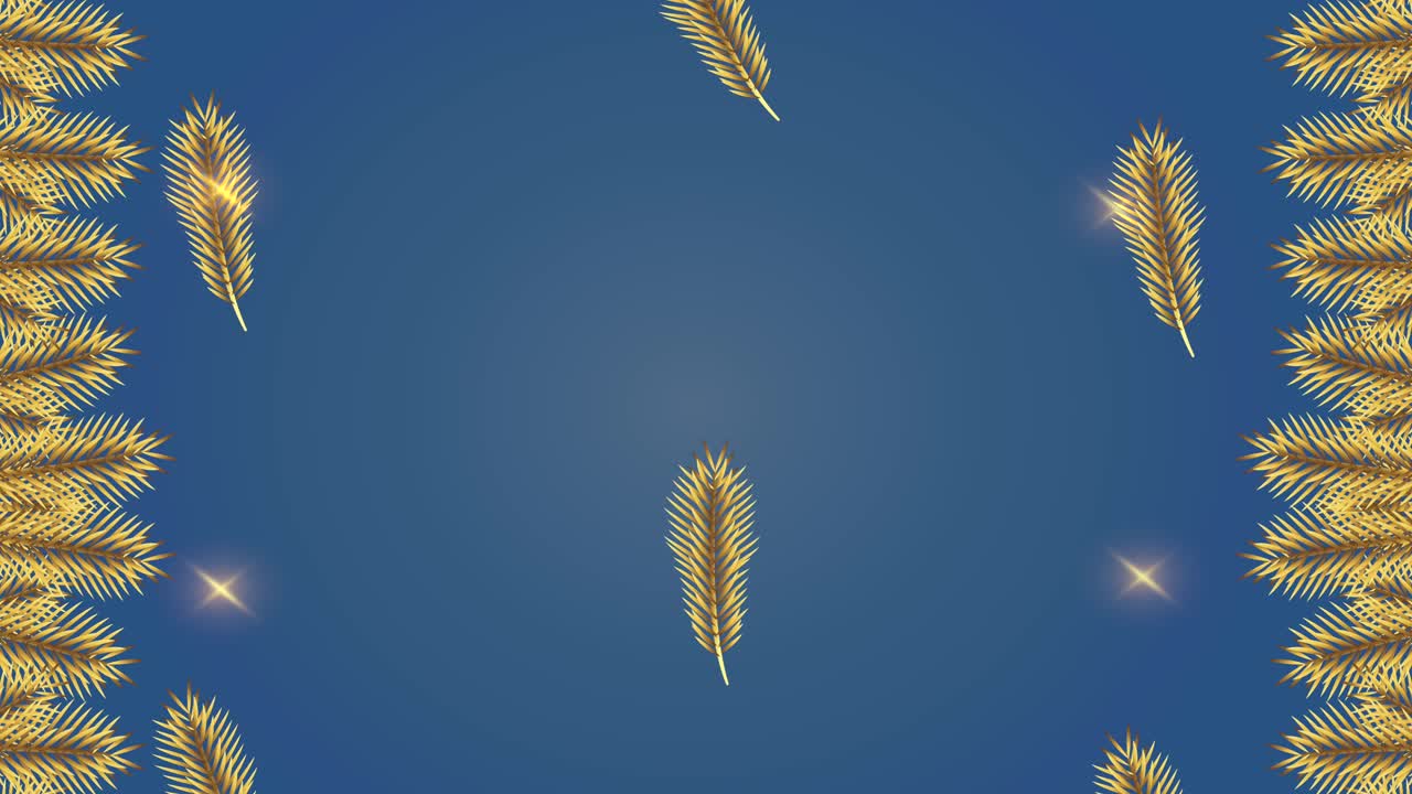 happy new year animation with golden leafs