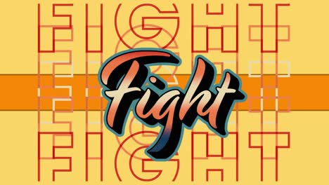 Animation-of-fight-text-on-yellow-background