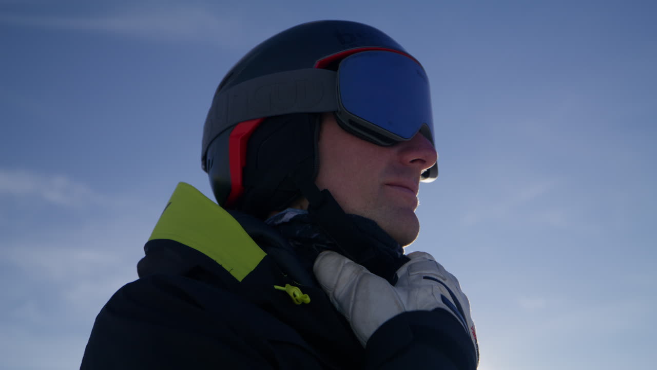 Skiing in Zermatt under the Matterhorn during a blue bird day and perfect slopes. High performance carving on skis.