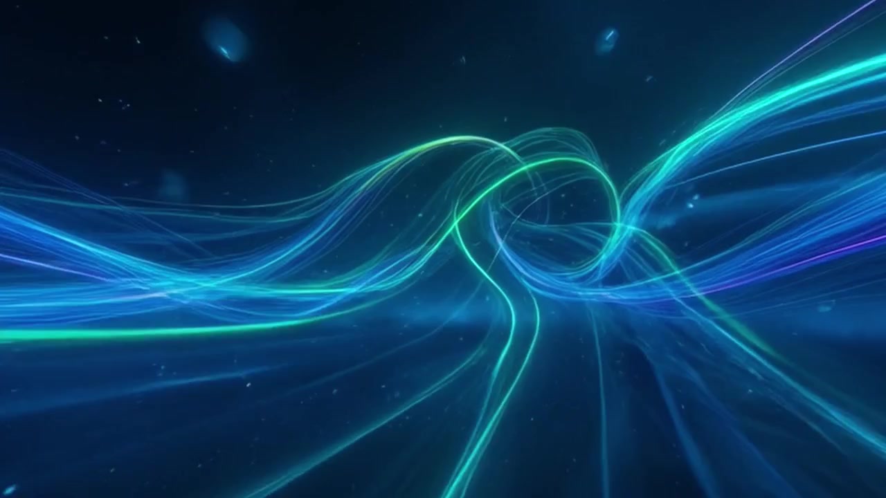 Abstract Motion Background with Glowing Blue and Green Light Trails