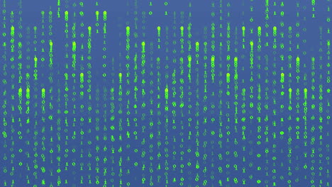 animación del procesamiento de datos de codificación binaria sobre un fondo azul