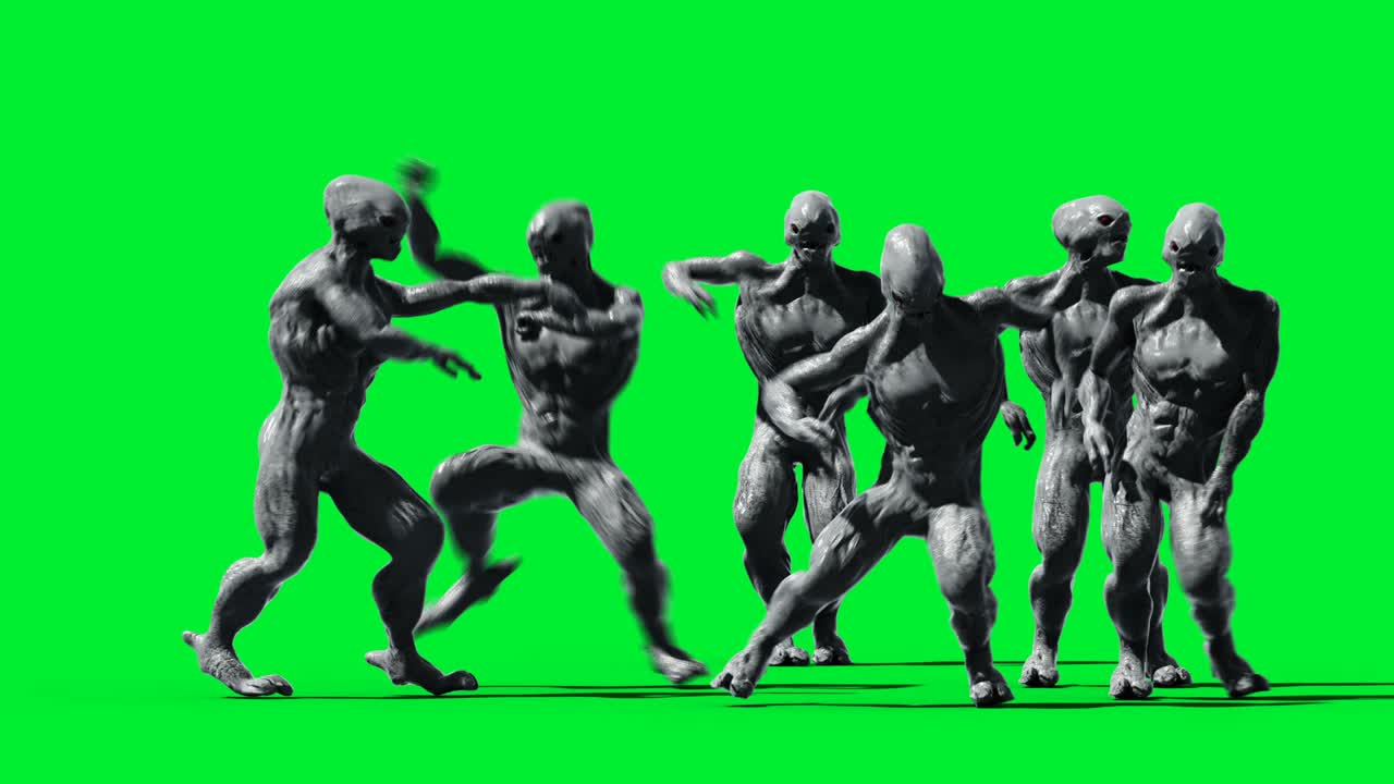 animación de monstruos aterradores. físico, movimiento, desenfoque. animación realista en 4k. pantalla verde