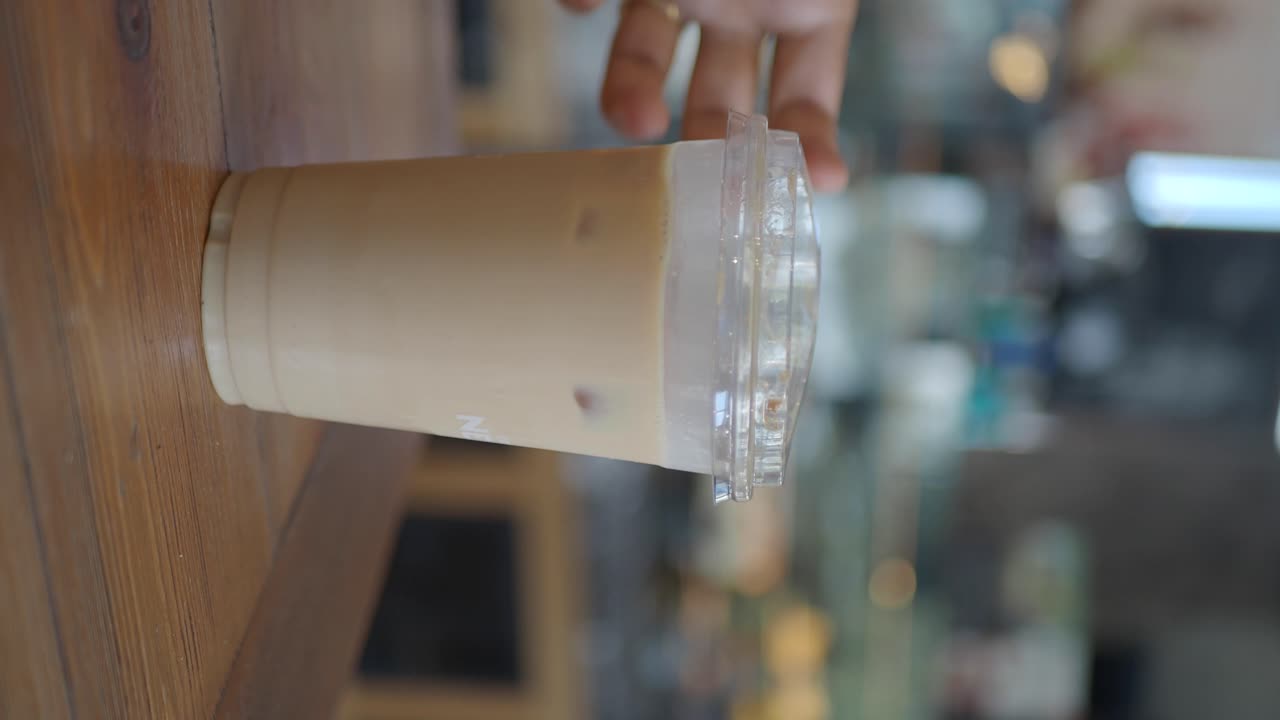 café helado en una taza de plástico