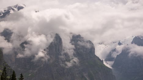 timelapse of dynamic cumulus clouds at mettenberg above grindelwald in swiss alps