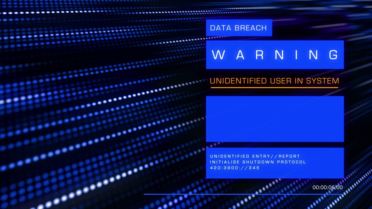 Data breach warning seamless loop.
