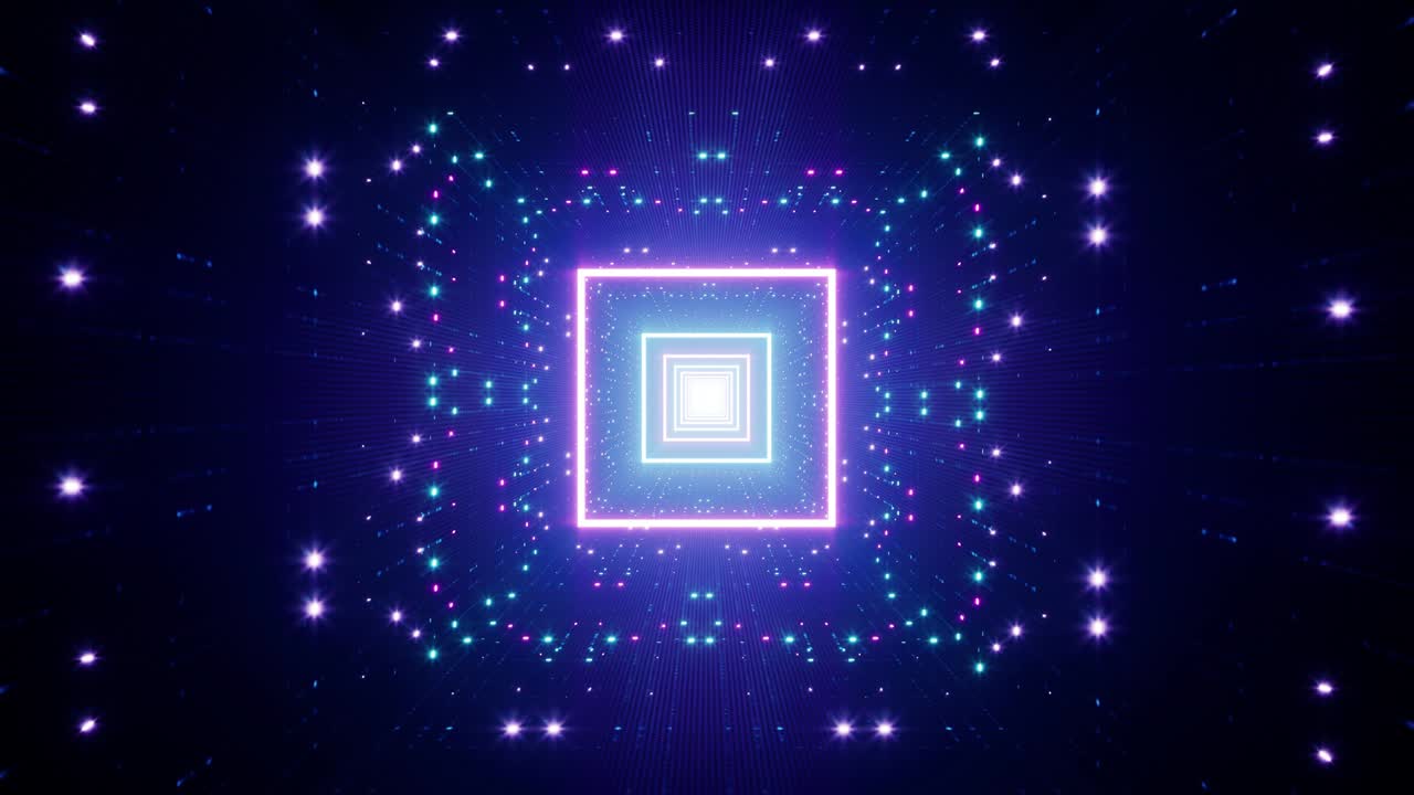 네온 반이는 사각형 터널 vj 루프