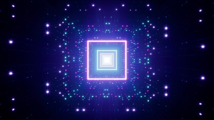 Neon Glittering Square Tunnel VJ Loop