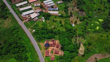 jib down of homes in a small community in the countryside of nigeria, africa