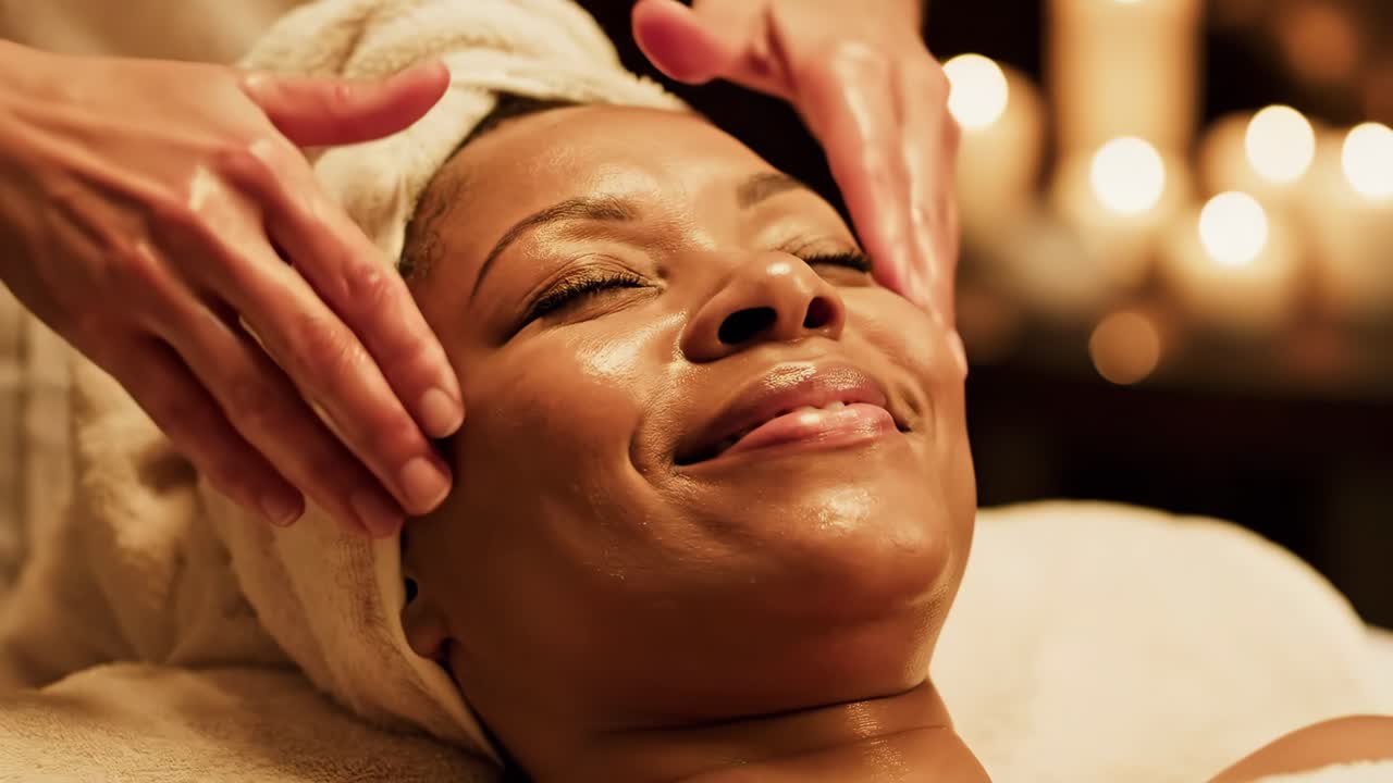 Woman enjoying a relaxing facial massage at a spa