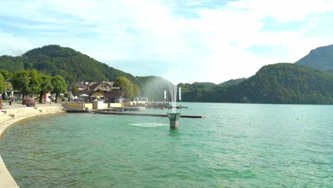 fountain in seepromenade of saint gilgen spa town