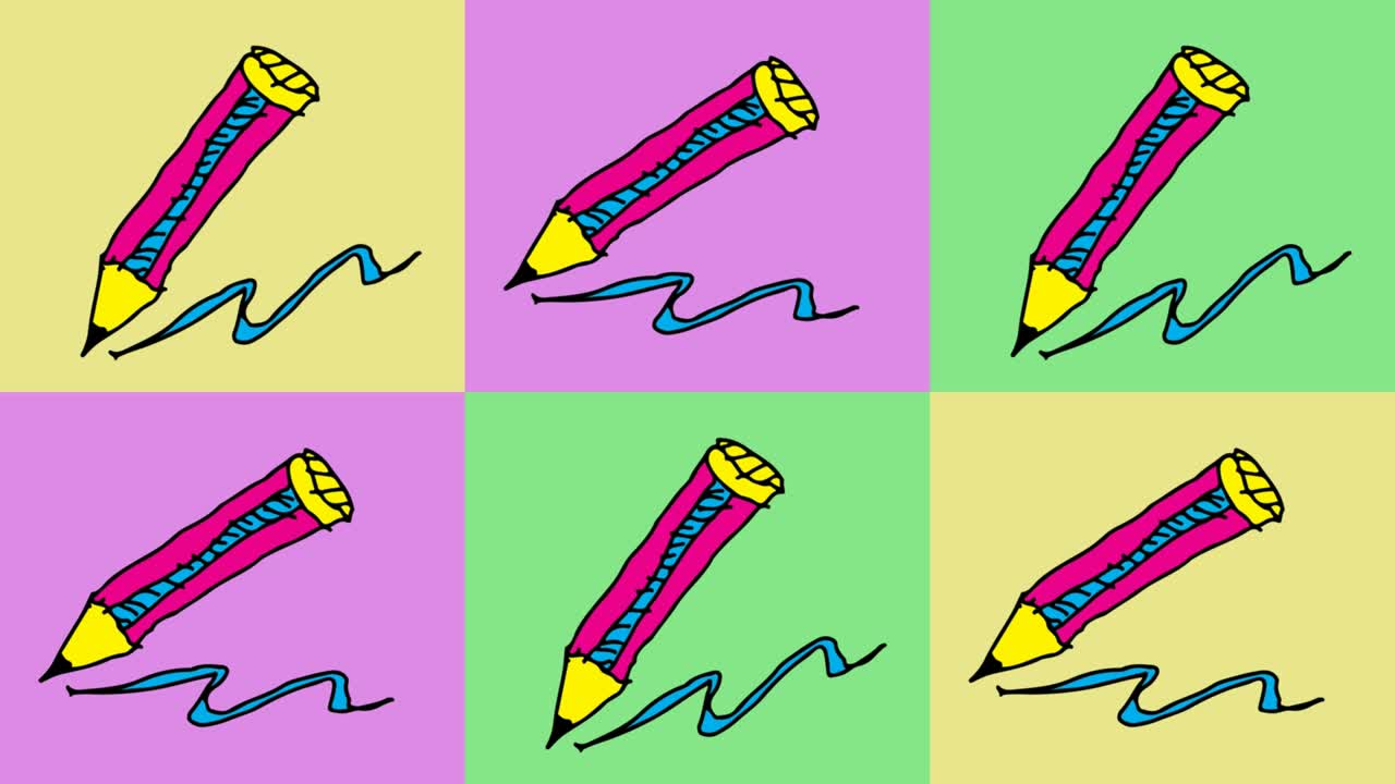 niños dibujando arte pop fondo sin costuras con tema de lápiz