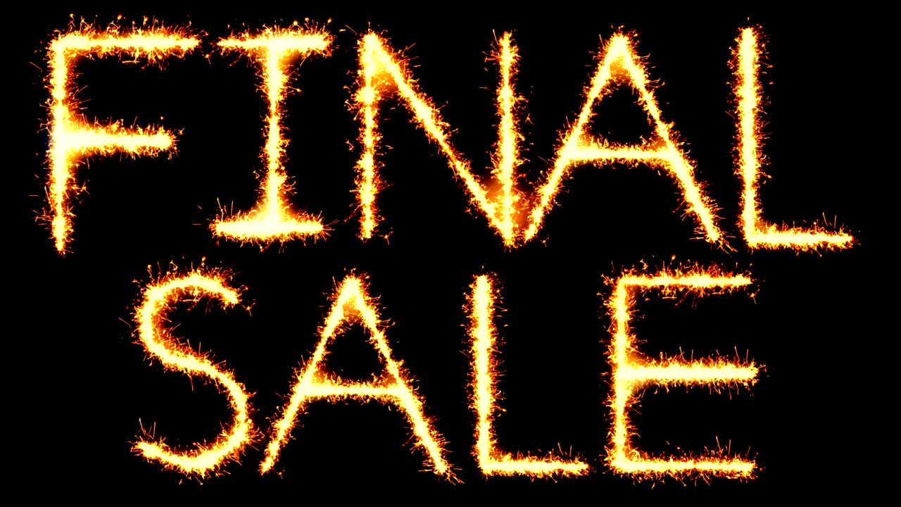 최종 판매 텍스트 스파커 글리터 스파커 불꽃놀이 루프 애니메이션