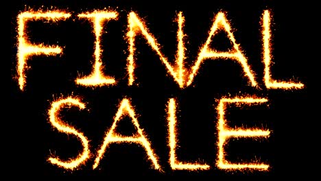 finale verkoop tekst sprankelaar glitter vonken vuurwerk lus animatie