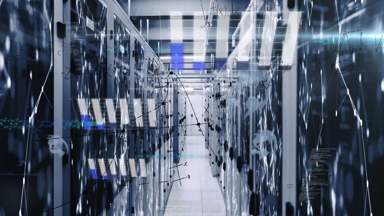 Animation of data processing over server room