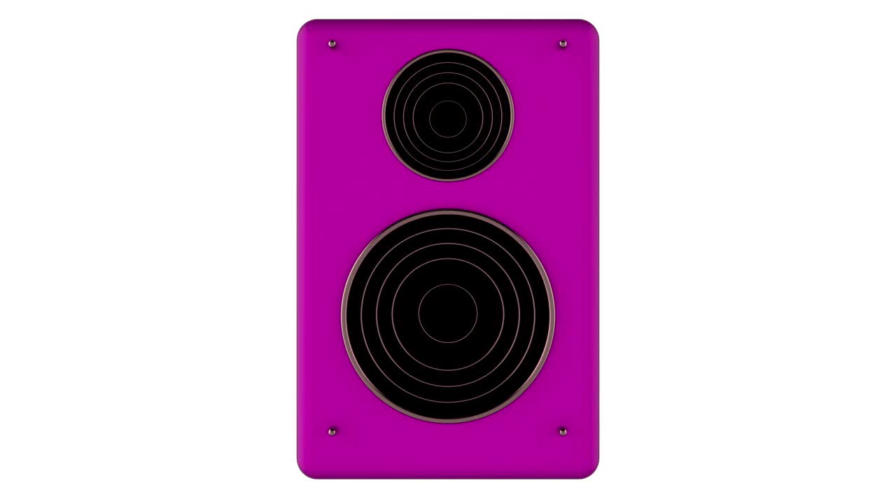 animación en 3d de un altavoz aislado. en bucle.