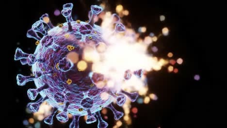 microscopic visualizations of a virus showcasing its complex structure, surface features, and particle composition in high-detail imagery