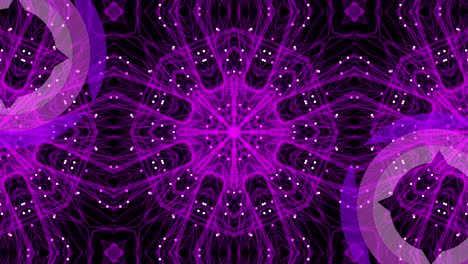 Animation-of-purple-kaleidoscopic-shapes-over-scope-scanning-on-dark-background