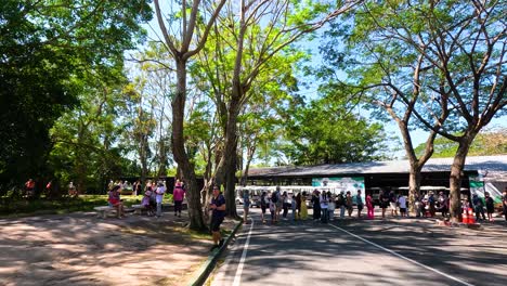 visitors gather at chonburi zoo entrance