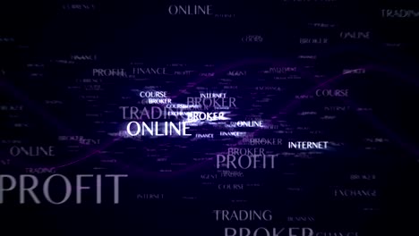 trading keywords and final text animation, rendering, background, loop