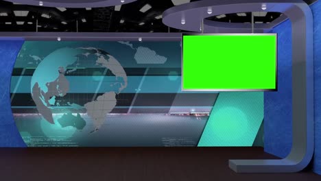 3d 가상 뉴스 스튜디오 녹색 화면 설정
