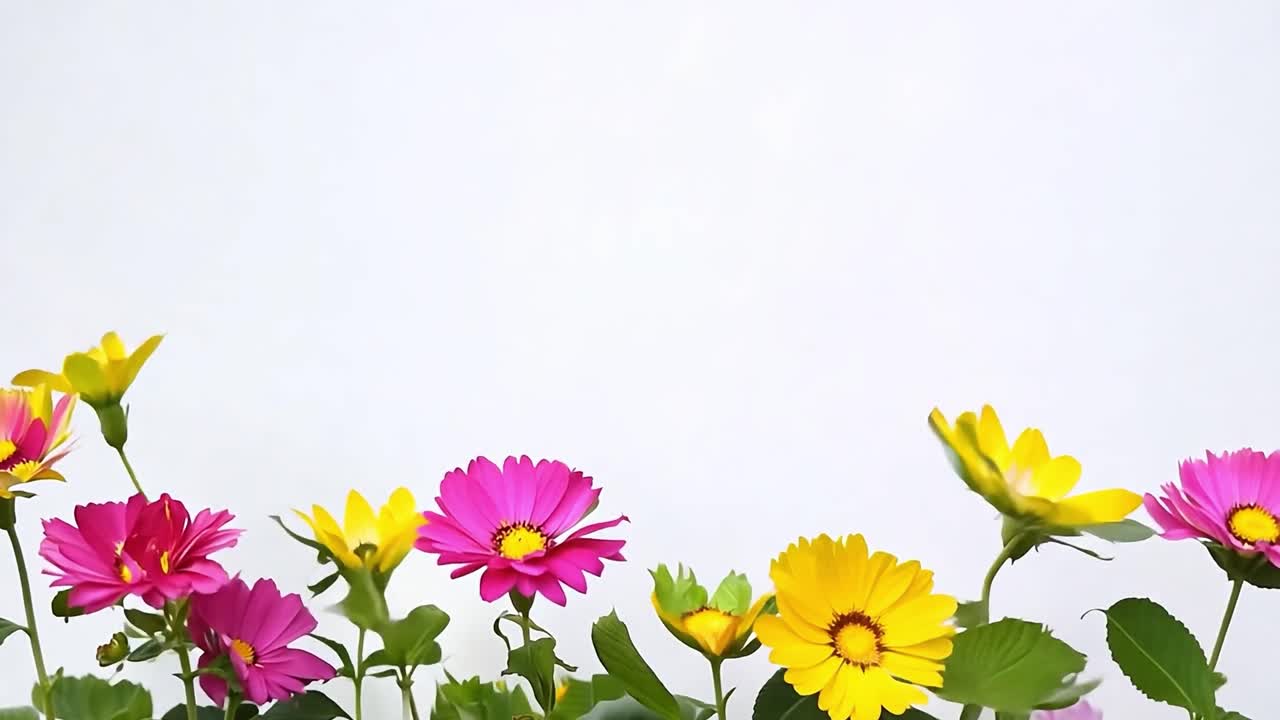 flores coloridas florecen contra un fondo blanco, mostrando pétalos vibrantes y la belleza de la naturaleza en primavera