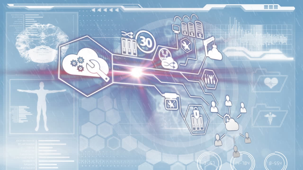 미디어 아이콘을 통해 데이터 처리의 애니메이션