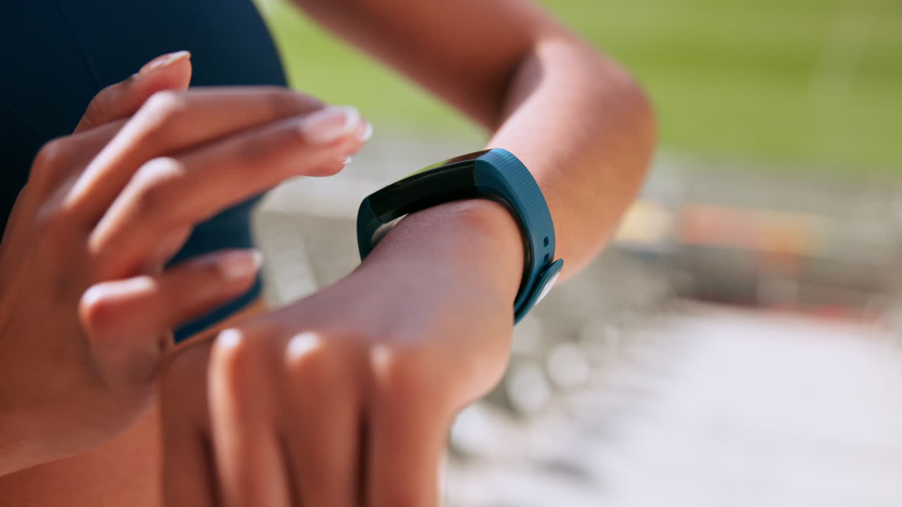 Woman Using Smartwatch for Fitness Tracking