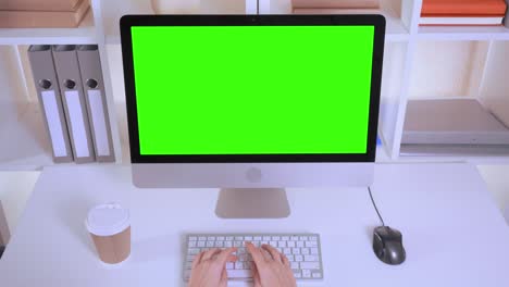 unrecognizable person works in office