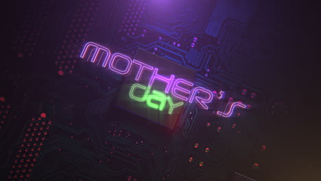 mothers day with computer scheme and neon light