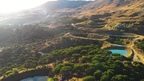 stunning drone footage of falougha’s blue lakes and lush pine forests in lebanon. a peaceful aerial escape into pure nature