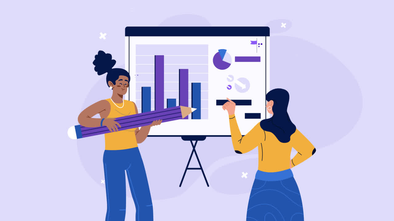An animation of a Hand drawn business strategy with chart