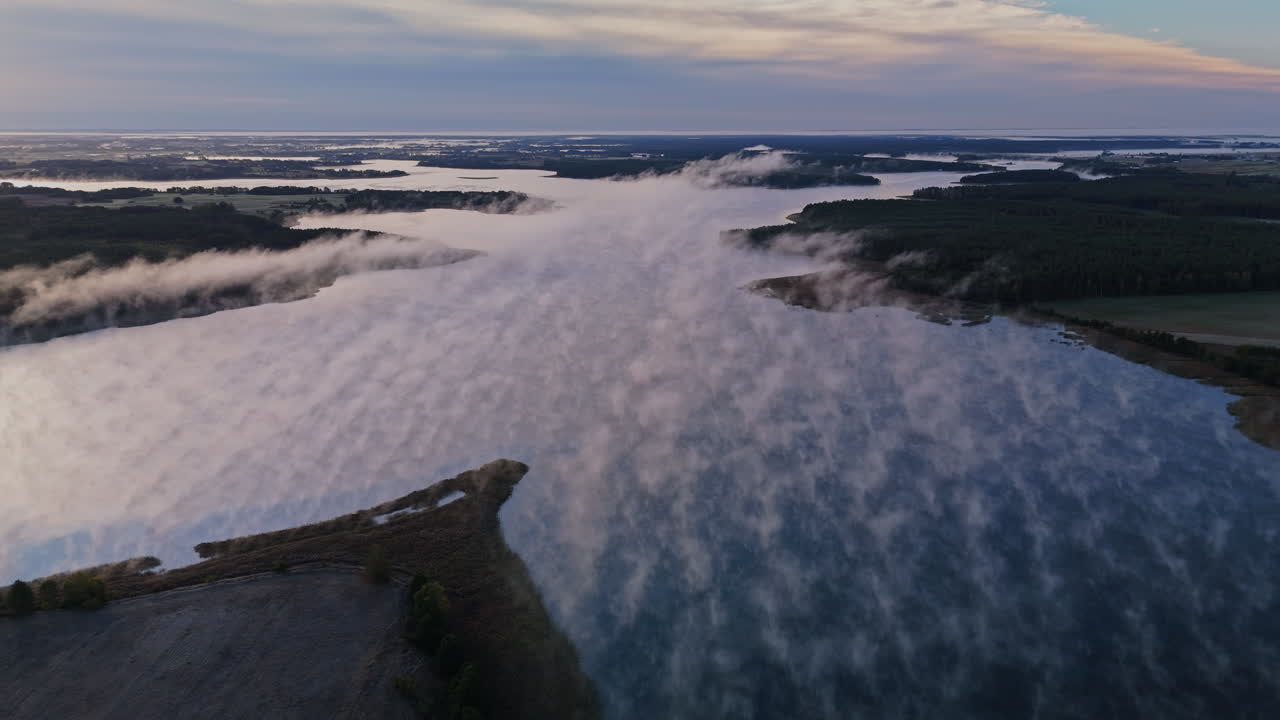 Misty Lake Sunrise from Above