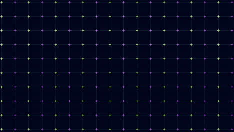 Rainbow neon crosses pattern with grid lines