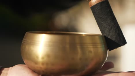 a singing bowl being used during a yoga session