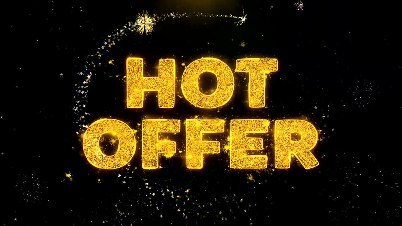 금 입자 불꽃놀이 디스플레이에 대한 뜨거운 제안 텍스트.
